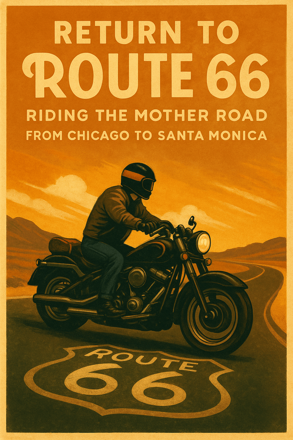 Biker on a Harley on the iconic Route66
