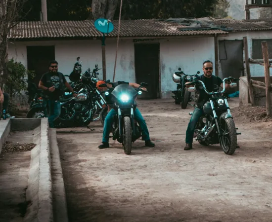 Smart Gear Finder Tool a group of men riding motorcycles down a dirt road